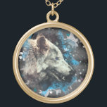 *~* Gray Wolf Totem Blue Boho Shaman Round Gold Plated Necklace<br><div class="desc">JEWELRY WITH INTENTION (R) - Energetically Enhanced Jewelry necklace round and yellow gold plated. * Round GOLD plated Boho Bohemian Native American Tribal Shaman GOLD PLATED ROUND NECKLACE Artistic and abstract Wolf Totem. As a professional distance spiritual energy healer since 2001, I have learned, developed and utilized the power of...</div>