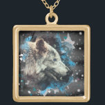 *~* Gray Wolf Totem Blue Boho Shaman Square Gold Plated Necklace<br><div class="desc">JEWELRY WITH INTENTION (R) - Energetically Enhanced Jewelry necklace SQUARE and yellow gold plated. * SQUARE GOLD plated Boho Bohemian Native American Tribal Shaman GOLD PLATED SQUARE NECKLACE Artistic and abstract Wolf Totem. As a professional distance spiritual energy healer since 2001, I have learned, developed and utilized the power of...</div>