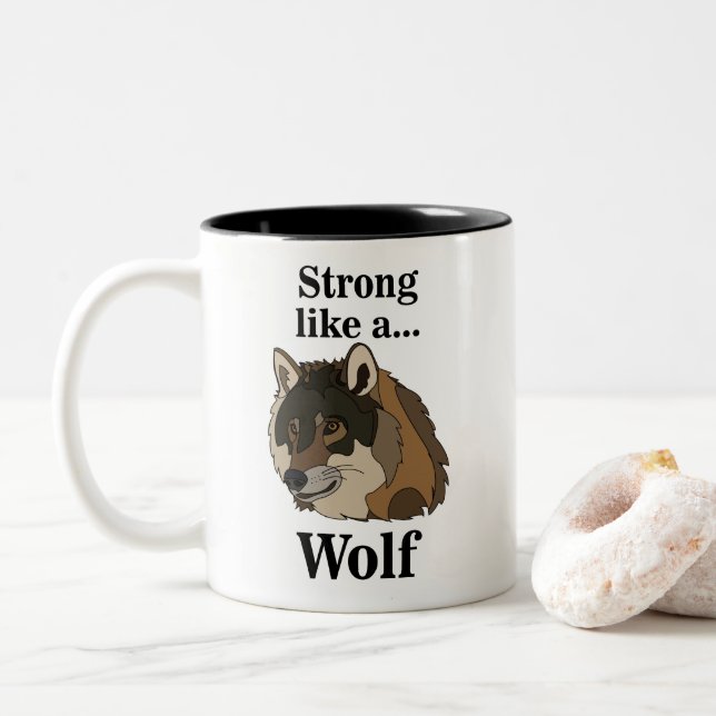 Gray Wolf Two-Tone Coffee Mug (With Donut)