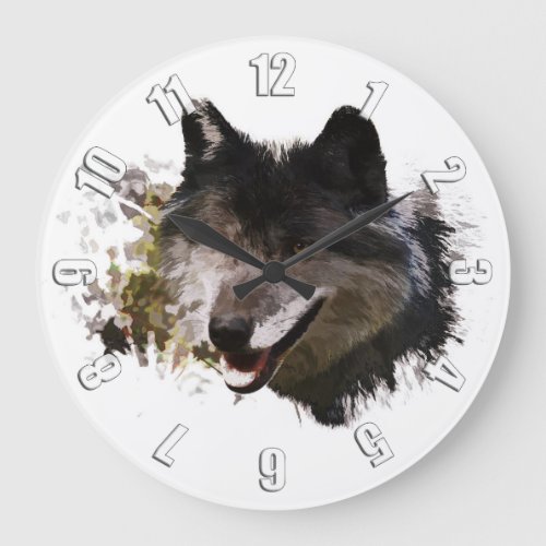 Gray Wolf_Wildlife Design Large Clock
