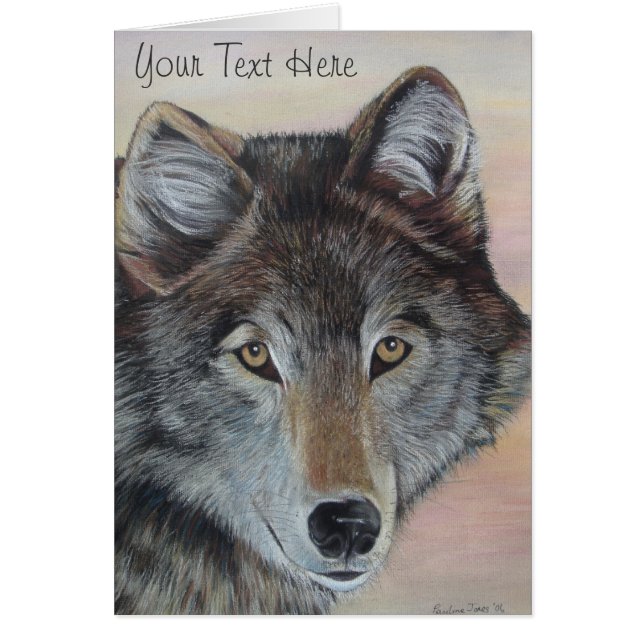gray wolf wildlife painting realist portrait art (Front)