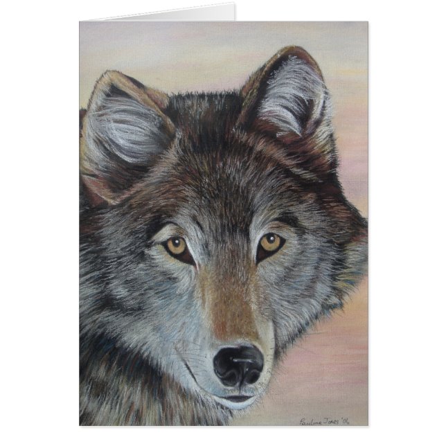 gray wolf wildlife painting realist portrait art (Front)