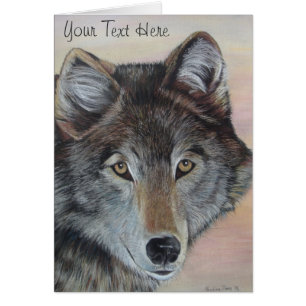 gray wolf wildlife painting realist portrait art cards
