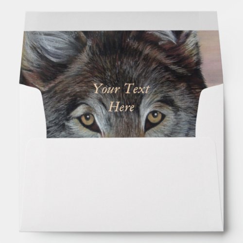 gray wolf wildlife painting realist portrait art envelope