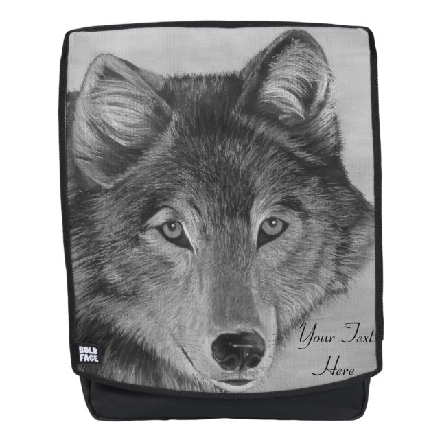 gray wolf wildlife portrait painting wolves backpack (Front)