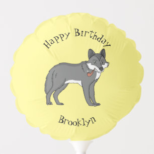 Gray wolf with pipe cartoon illustration balloon