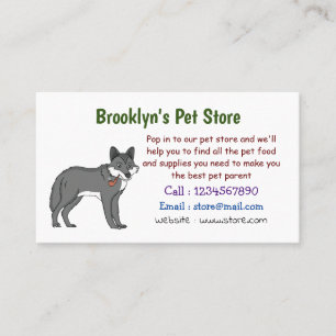 Gray wolf with pipe cartoon illustration business card