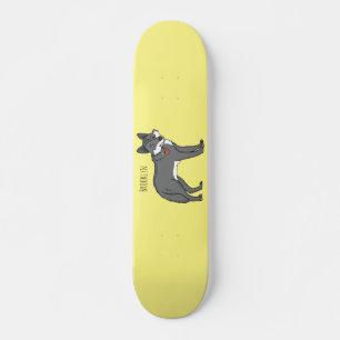 Gray wolf with pipe cartoon illustration skateboard
