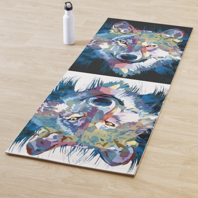 Gray Wolf Yoga Mat - Wolf Head Yogamat (In Situ)