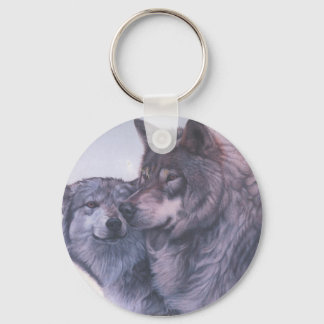 Gray wolves keychain