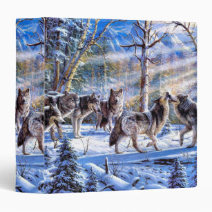 Gray Wolves Painting 3 Ring Binder