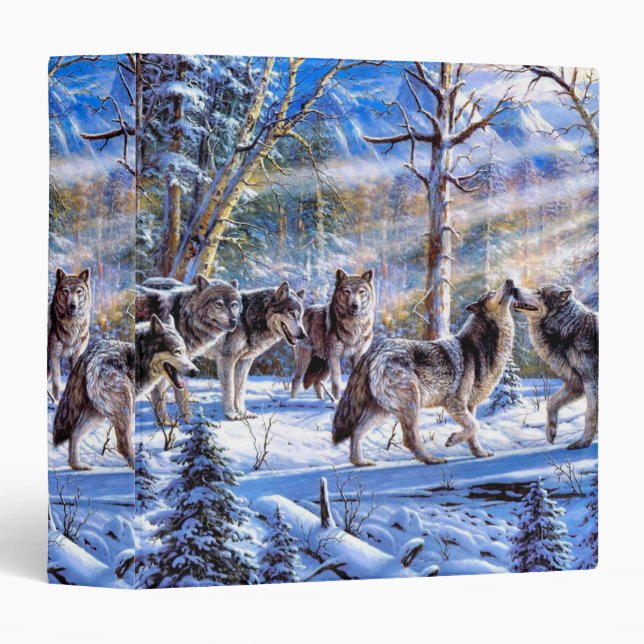 Gray Wolves Painting 3 Ring Binder (Front/Spine)