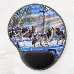 Gray Wolves Painting Gel Mouse Pad