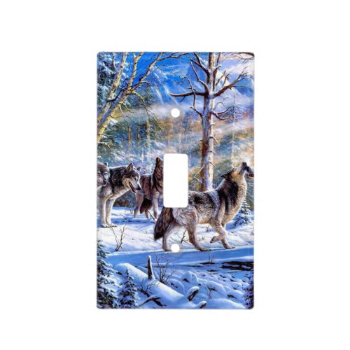 Gray Wolves Painting Light Switch Cover