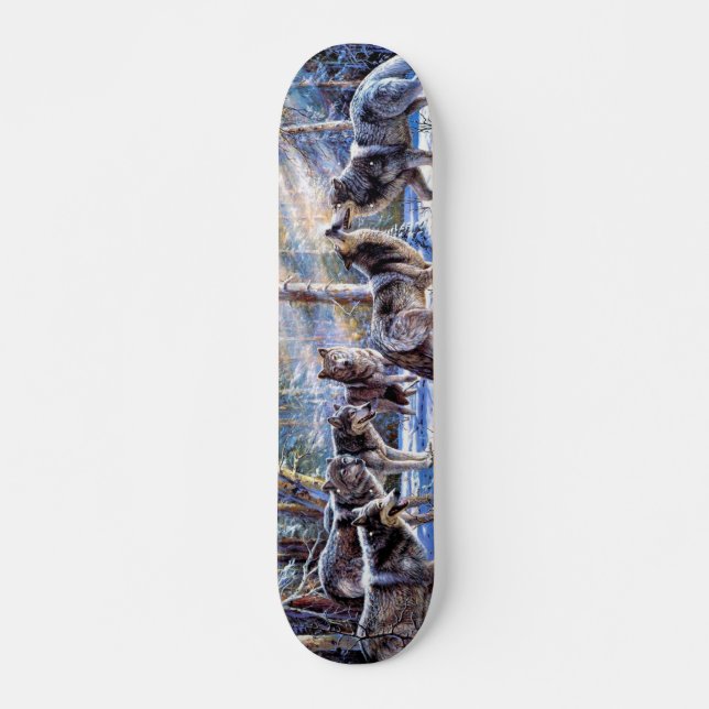 Gray Wolves Painting Skateboard (Front)