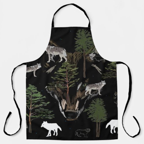 Gray Wolves Wolf Lovers Art  Apron