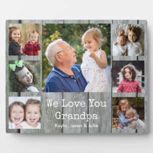 Gray Wood 7 Photo Collage We Love You Grandpa Plaque
