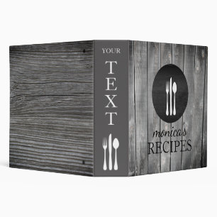 Gray Wood Black Recipe Cooking Vintage 3 Ring Binder