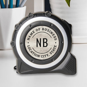 Gray Wood Custom Business Monogram Stamp Tape Measure