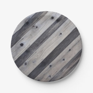 Gray Wood Fence Paper Plate