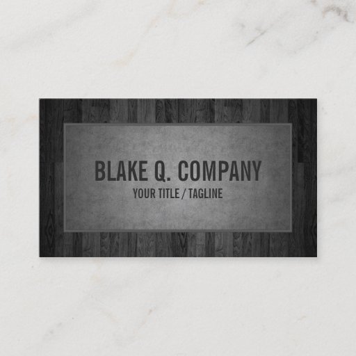 Customizable Gray Wood Grain and Suede Look Business Card