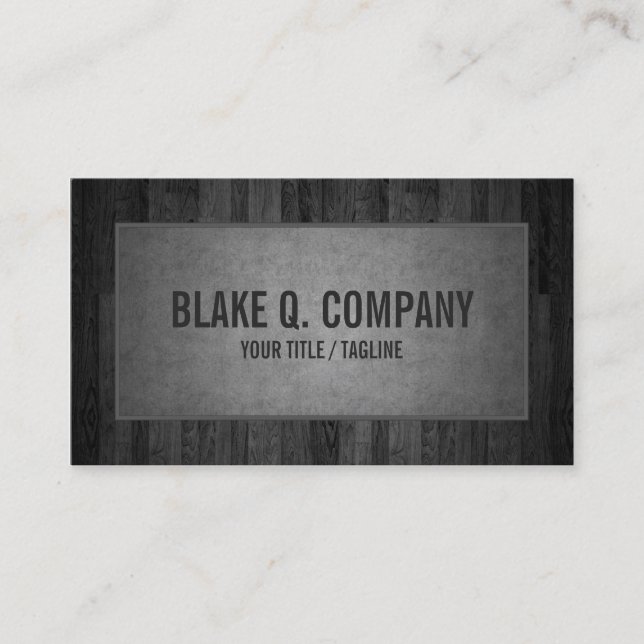 Gray Wood Grain and Suede Look Business Card (Front)