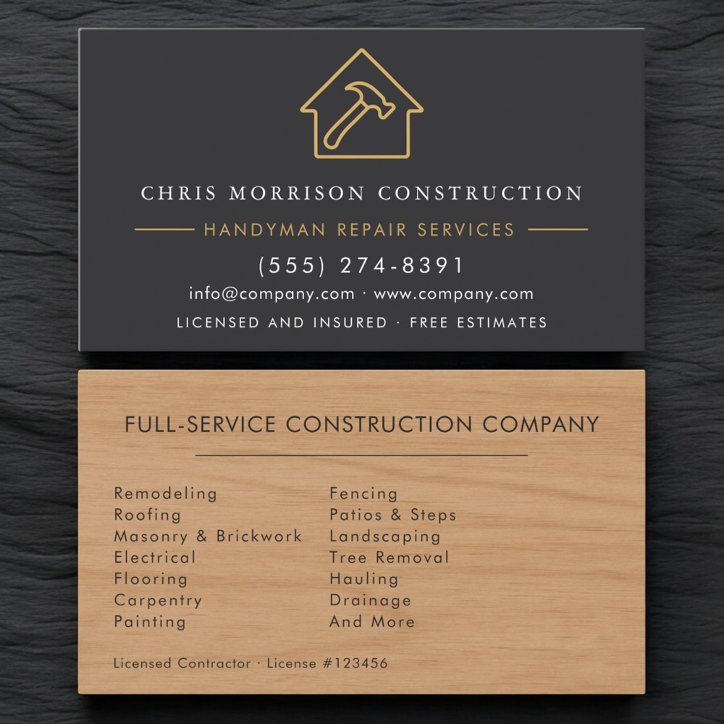 Gray Wood Grain Handyman Business Card