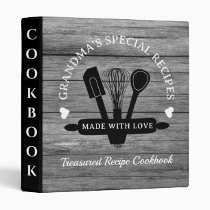 Gray Wood Grandma's Special Recipes Cookbook 3 Ring Binder