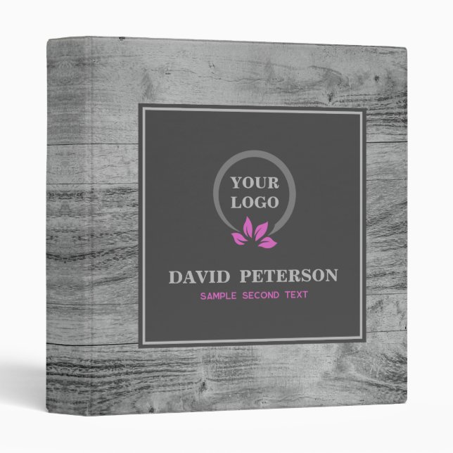 Gray Wood Logo 3 Ring Binder (Front/Spine)