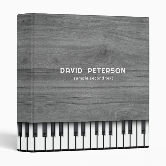 Gray Wood & Piano 3 Ring Binder (Front/Spine)