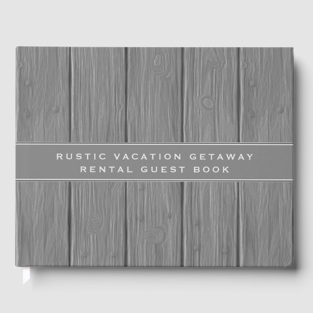 Gray Wood Plank | Vacation Rental Guest Book (Front)