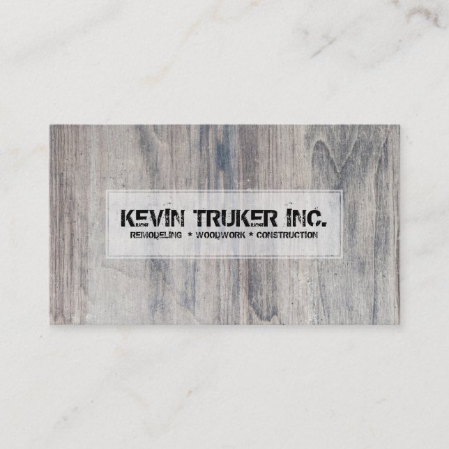 Gray Wood Texture Remodeling Woodwork Design Business Card (Front)