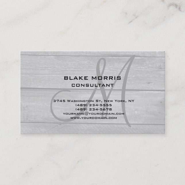 Gray Wood Unique Original Classical Professional Business Card (Front)