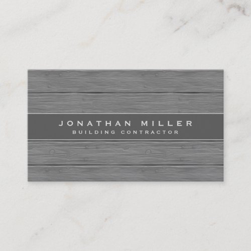 Gray Wooden Plank Professional Building Contractor Business Card