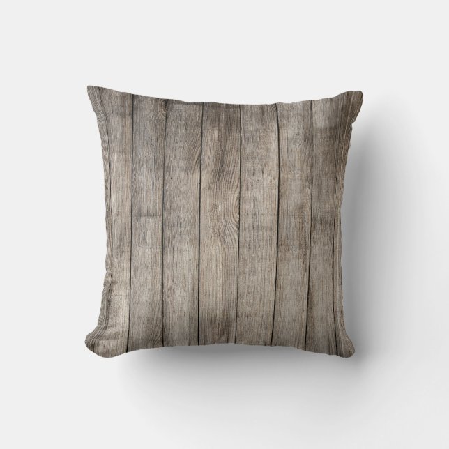 Gray Wooden Planks Throw Pillow (Front)