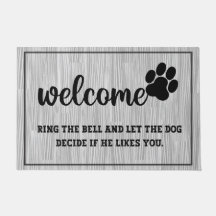 Gray wooden Welcome paw funny quotes vintage