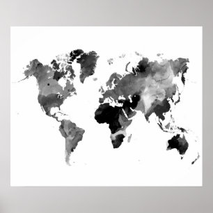 Gray World Map Design 42 Poster
