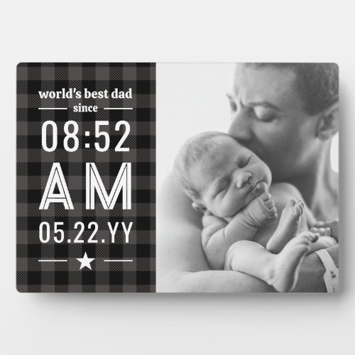 Gray Worlds Best Dad Since Time of Birth Photo Plaque