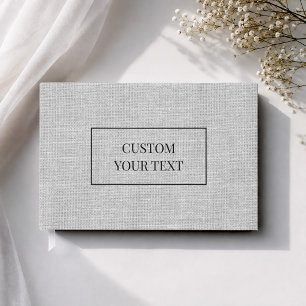 Gray Woven Fabric Linen Look Custom Text Wedding Guest Book