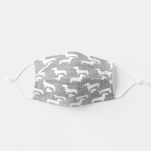 Gray Woven Fabric Print Dog Dachshund Pattern Adult Cloth Face Mask