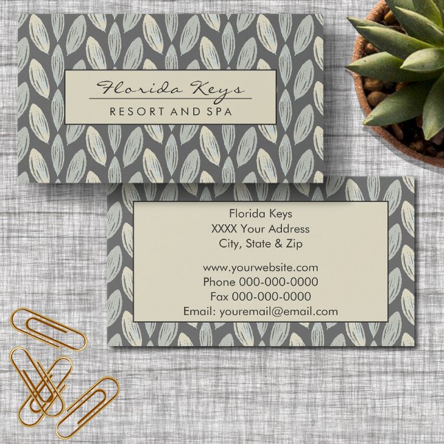 Gray Woven Leaf Design Business Card (Creator Uploaded)