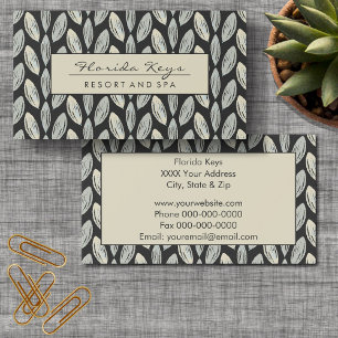 Gray Woven Leaf on Dark Gray Design Business Card