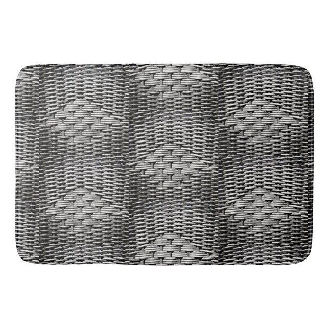 Gray Woven Texture – Modern Abstract Pattern Bath Mat (Front)