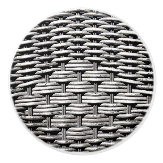 Gray Woven Texture – Modern Abstract Pattern Ceramic Knob (Front)