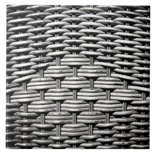 Gray Woven Texture – Modern Abstract Pattern Ceramic Tile (Front)