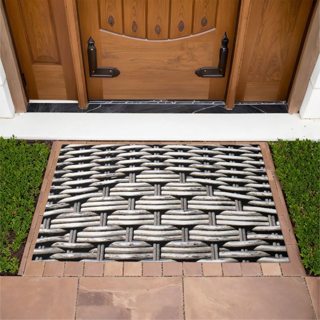 Gray Woven Texture – Modern Abstract Pattern Doormat (Outdoor)