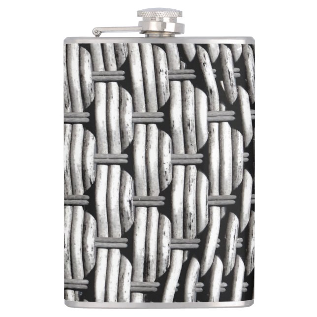 Gray Woven Texture – Modern Abstract Pattern Flask (Front)
