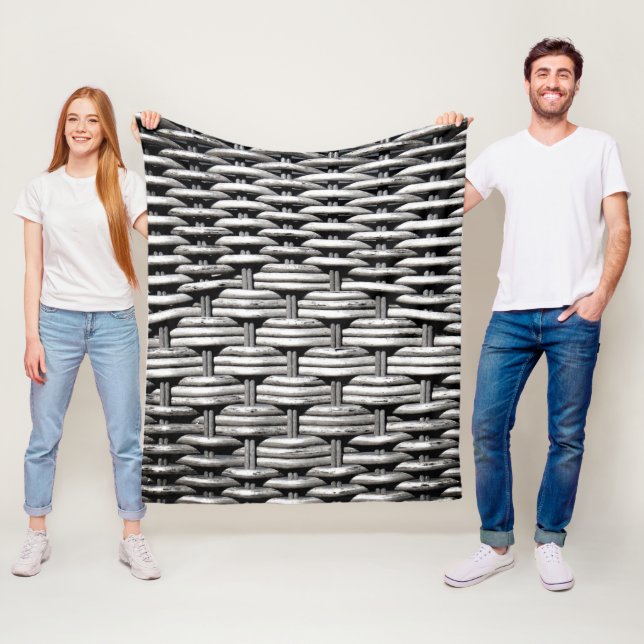 Gray Woven Texture – Modern Abstract Pattern Fleece Blanket (In Situ)