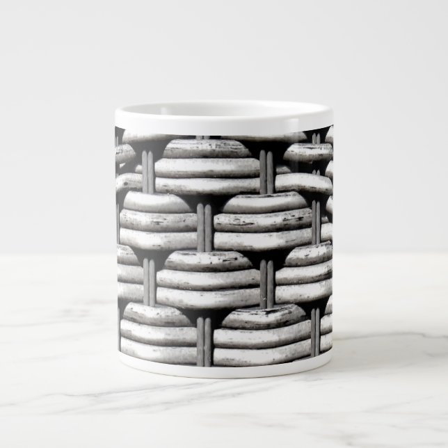 Gray Woven Texture – Modern Abstract Pattern Giant Coffee Mug (Front)