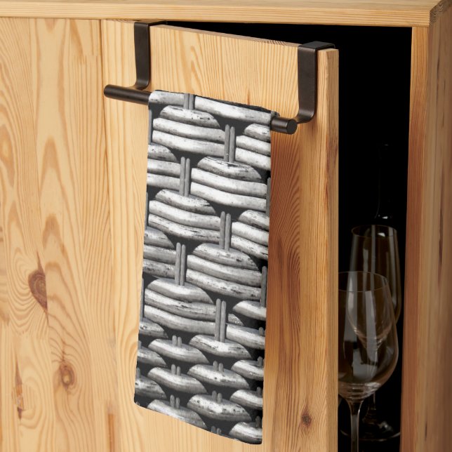 Gray Woven Texture – Modern Abstract Pattern Kitchen Towel (Thirds Fold)